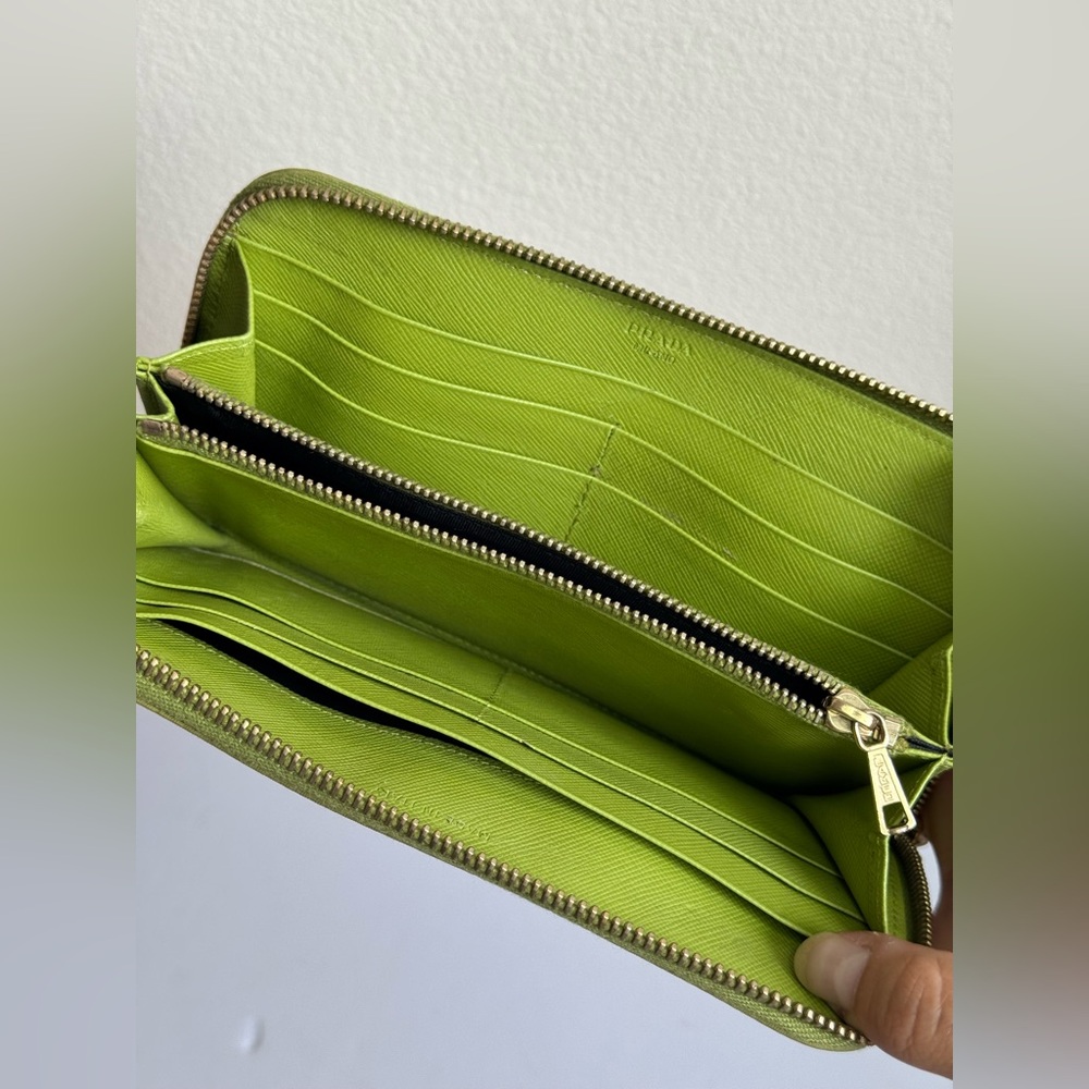PRADA Tessuto Nylon Zip Around Wallet Green - Picture 11 of 14